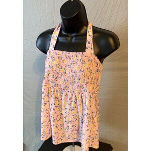 Jolie & Joy Womens Pink Floral Romantic Sweet Halter Top Shirt Size XL